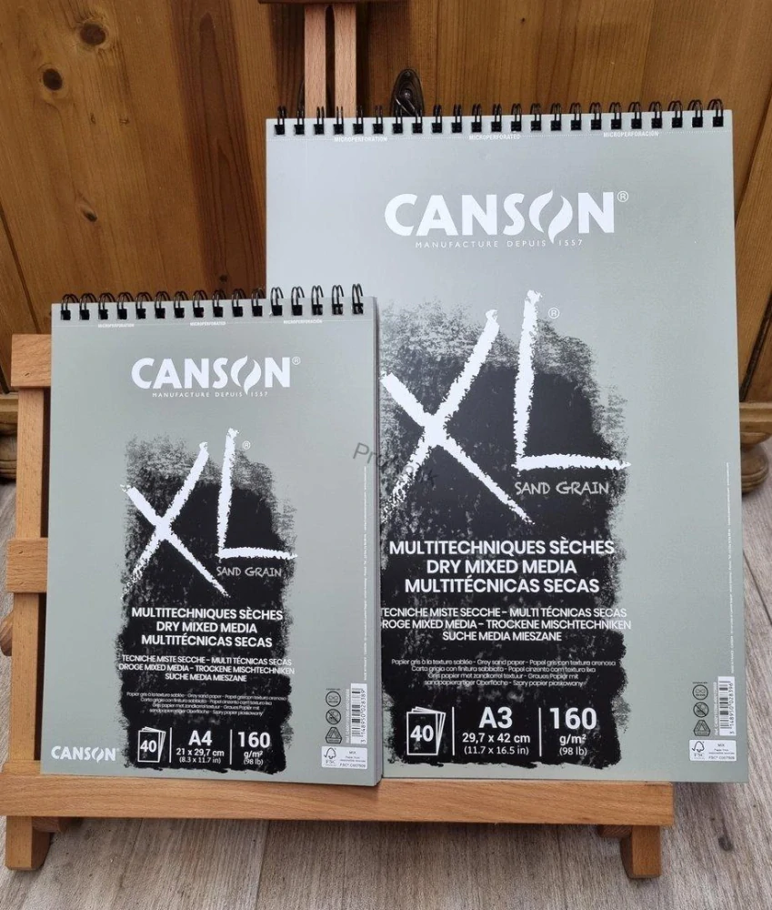 Canson XL Sand Grain – šedý kreslicí papír 160 g/m² - 29,7 x 42 cm (A3) - 40 listů