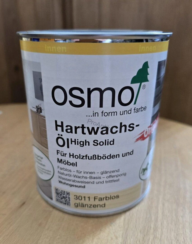 Osmo tvrdý voskový olej, bezbarvý na ochranu dřeva - Hartwachs-Öl Original, lesklý, 2,5 l