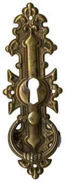 Kování na klíčovou dírku č.69, s madlem, z mosazi - 35x115 mm