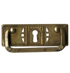 Kování na klíčovou dírku č.56, s madlem, z mosazi "Secese-Art Deco" 97x33 mm