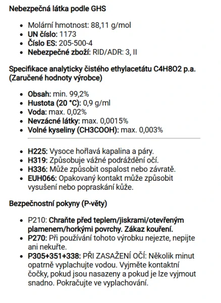 Ethylacetát (C4H8O2) 99,2% -1l