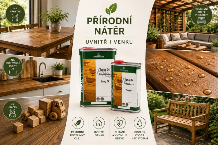 Tungový olej – přírodní olej na dřevo, Borma Wachs Tung Oil