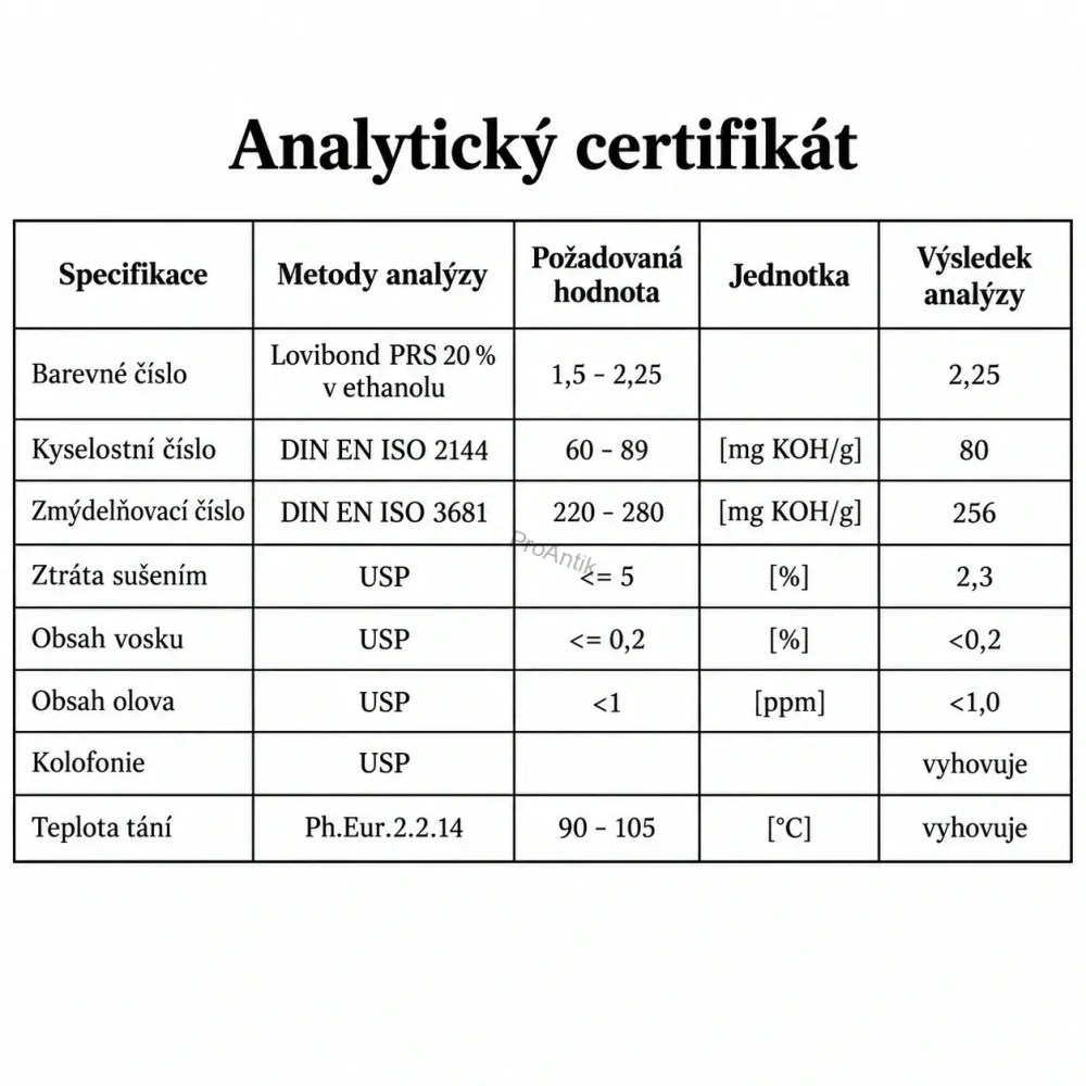 Šelak bílý, bez vosku, granulky, 100g