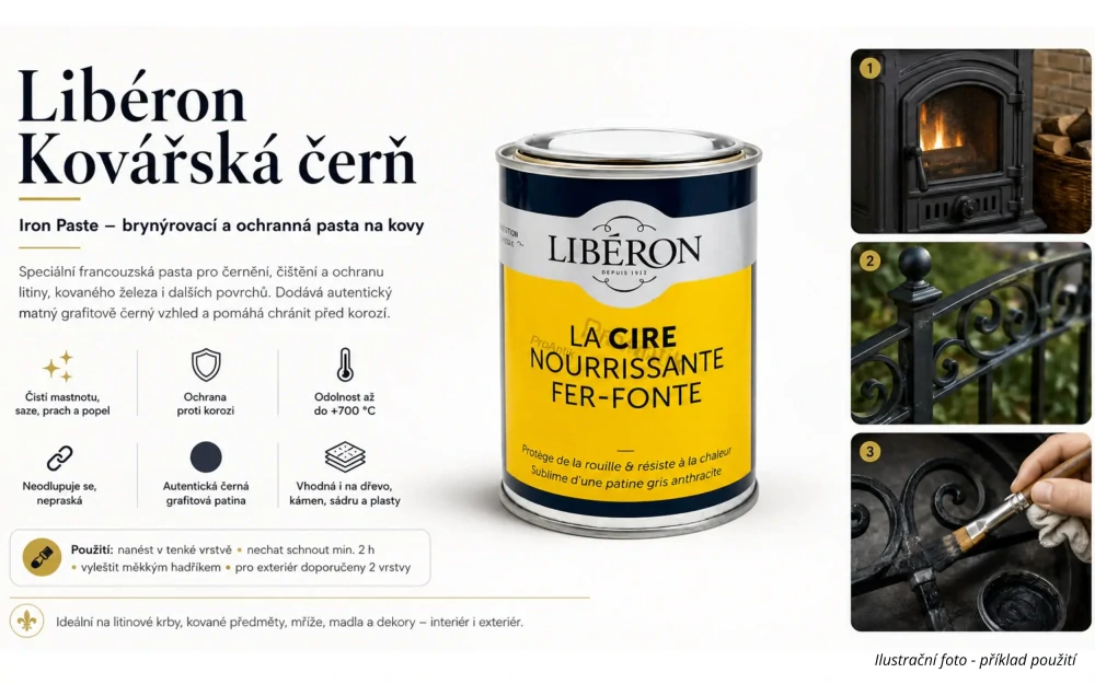 Kovářská černá patina (vosková brynýrovací pasta), čistí a ochraňuje povrch, 250 ml