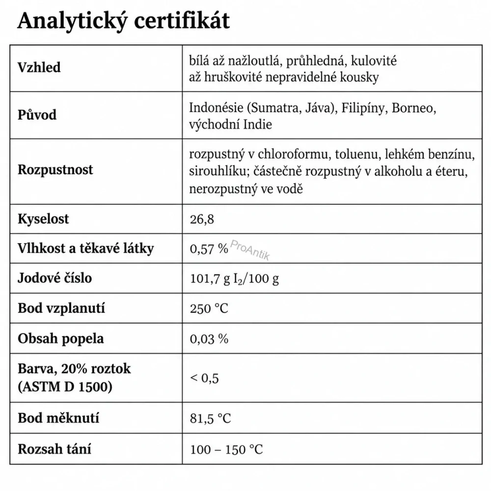 Damara, extra čistá pryskyřice, 500g