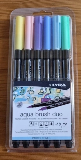 Akvarelové fixy Lyra Aqua Brush Duo Pastel Tones, sada 6 ks