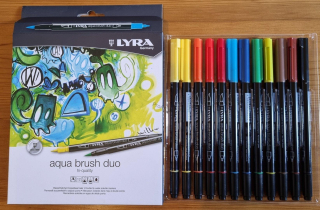 Profesionální akvarelové fixy Lyra Aqua Brush Duo, 12 ks sada