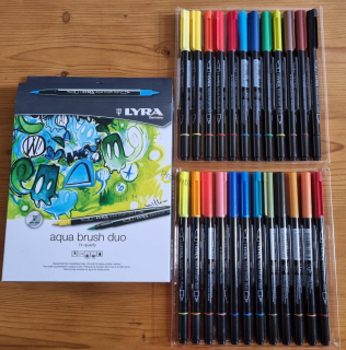 Profesionální akvarelové fixy Lyra Aqua Brush Duo, 24 ks sada