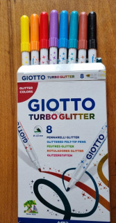 Fixy Giotto Turbo Glitter, sada 8 barev s třpytivým inkoustem