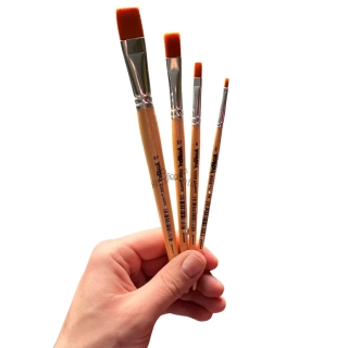 Štětec plochý, akryl a tempera, umělý vlas, zvolte velikost