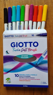 Fixy Giotto Turbo Soft Brush, sada 10 barev se štětečkovým hrotem