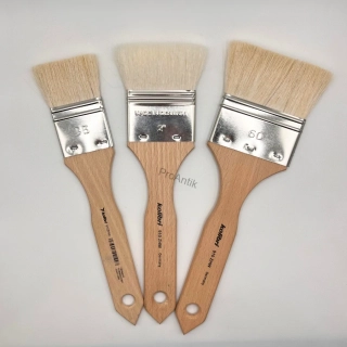 Štětec plochý široký na lak a šelak, bílá koza - zvolte velikost