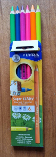 Trojboké silné pastelky Lyra Super Ferby Neon, 6 zářivých barev