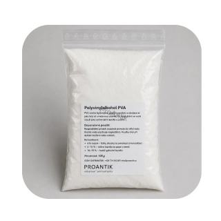 Polyvinylalkohol PVA – vodorozpustné pojivo a lepidlo, bezbarvé