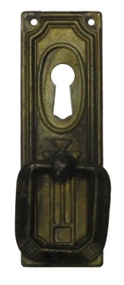 Kování na klíčovou dírku č.68, s madlem, z mosazi - 27x85 mm