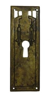 Kování na klíčovou dírku č.38, patinovaná mosaz "Secese" 33x96 mm