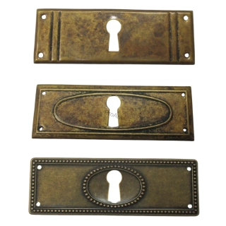 Kování na klíčovou dírku č.12 - z mosazi "Secese - Art Deco" 96x34 mm - tři druhy