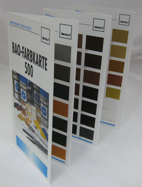 Bao-500 - katalog barev; obsahuje všechny barvy, ve kterých jsou vyráběny BAO-produkty (Bao-vosky, Bao-šelaky, Bao-tvrdé vosky - 1 ks