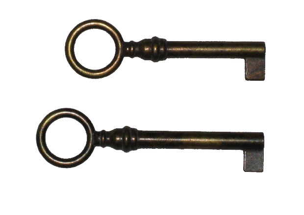 Klíč mosaz 62 mm patinováno dutý  - 1 ks