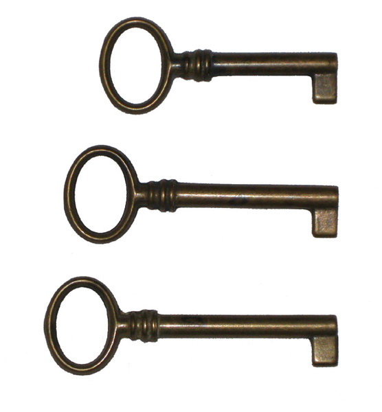 Klíč mosaz 61 mm patinováno dutý  - 1 ks